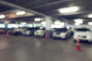 image blur car parking in building background